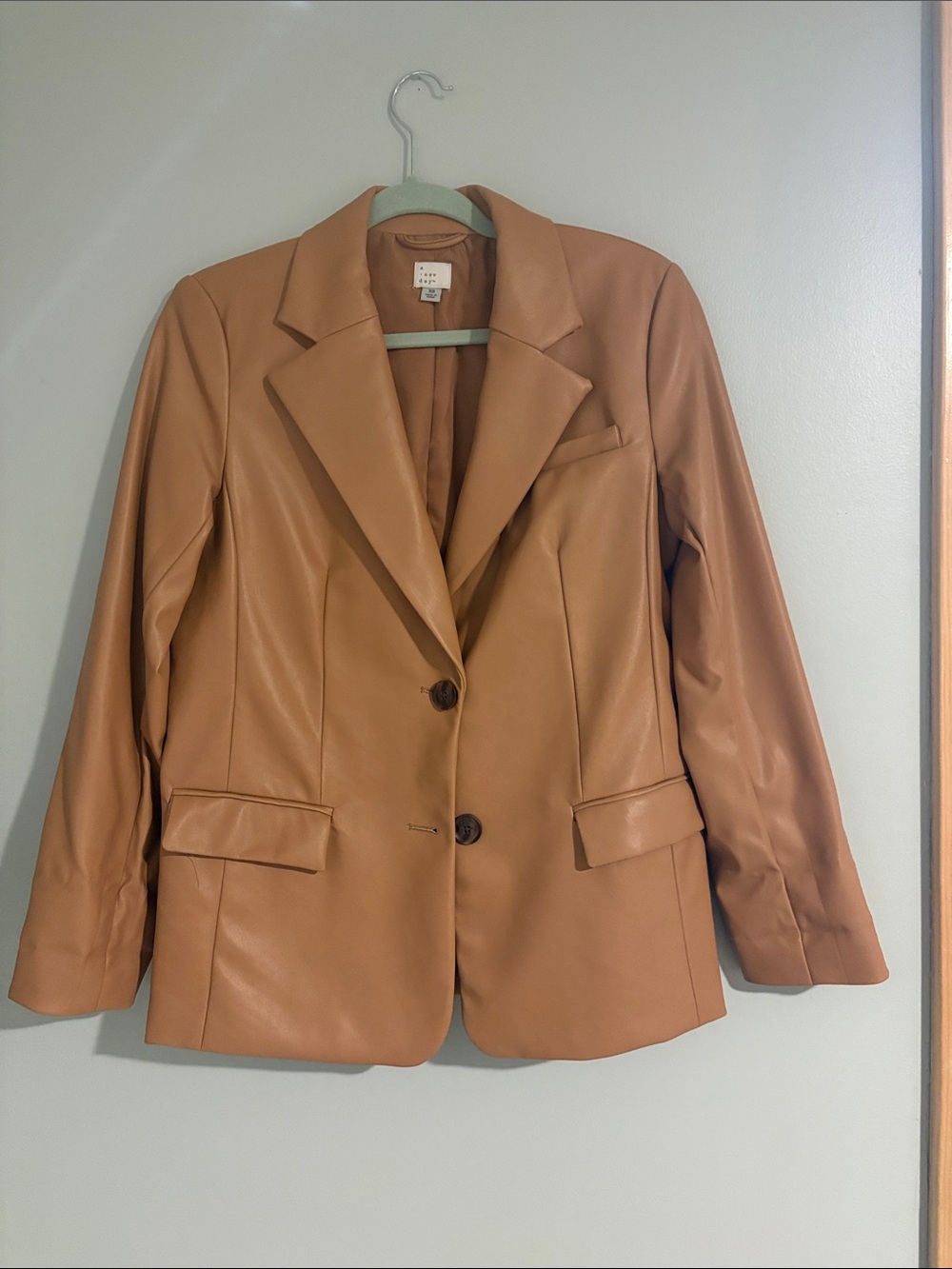 A new day Women’s Tan Faux Leather Blazer Jacket